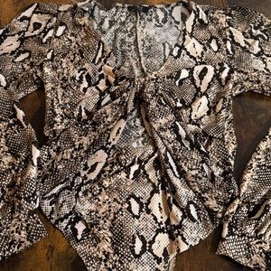 Privy Black and White Snakeskin Bodysuit